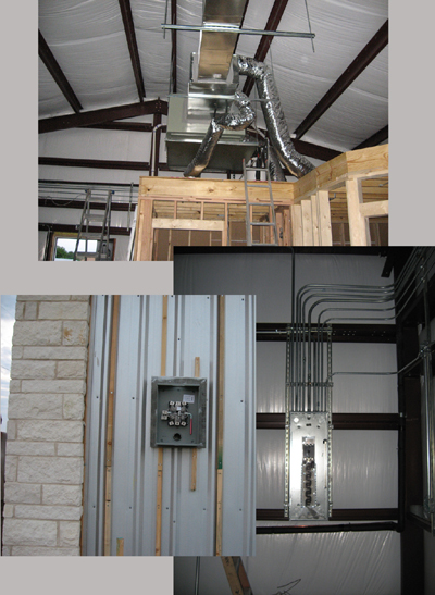 Texas Timber Wolf workshop construction - Rough HVAC and Electrical.